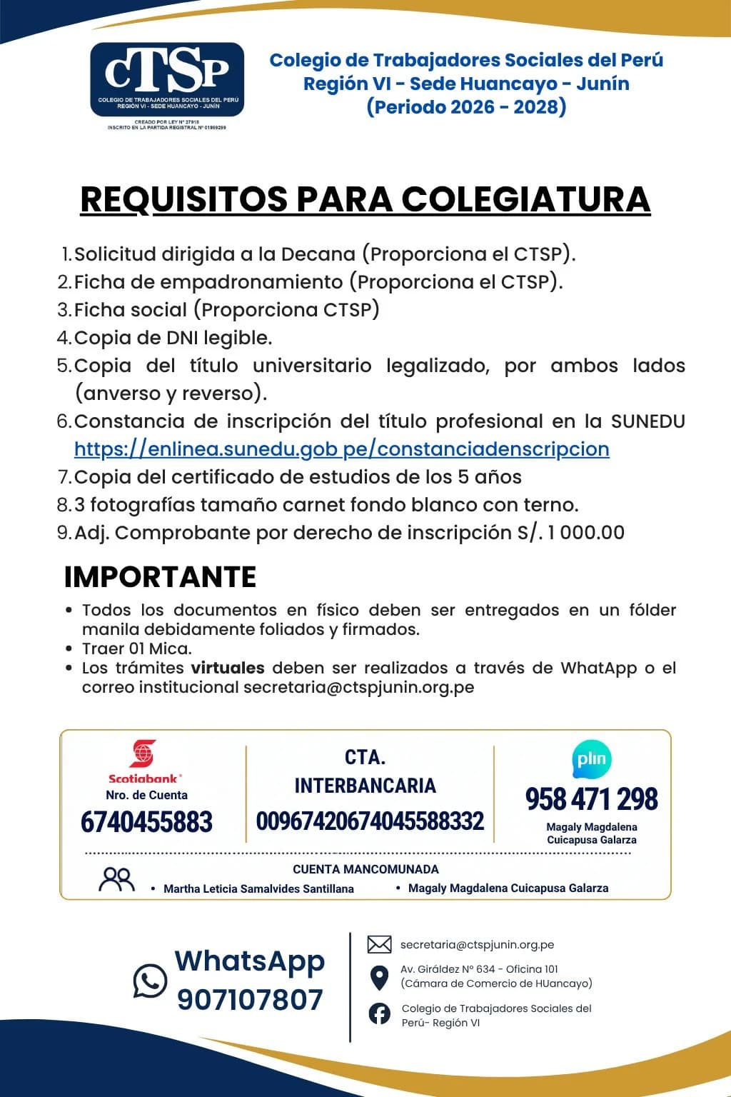 Requisitos para Colegiatura