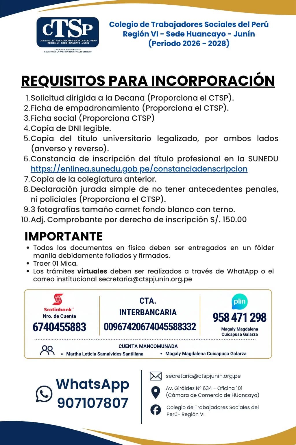 Requisitos para Colegiatura